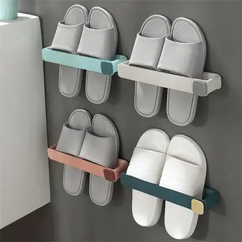 Вешалка для тапочек Настенная Перфорированная вешалка для обуви для ванной комнаты, Стеллаж для хранения тапочек, не занимающий много места на полу, Вешалка для обуви