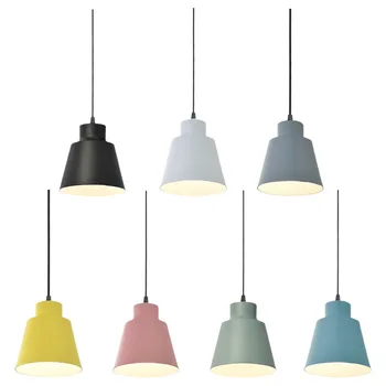 Подвесные светильники Nordic Цвета абажура с длинным регулируемым подвесным железным потолочным светильником для кухни, ресторана, прикроватного кафе