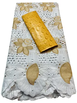 Золото 2023 г. Высококачественные Сухие Кружева 2,5 + 2,5 Ярда С Тканью Bazin Riche Швейцарская Вуаль Сенегал Африканское Свадебное Платье Невесты YKM034