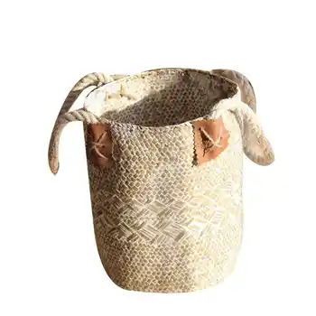 Многофункциональная плетеная корзина из морской травы ручной работы, Цветочный горшок, настольный ящик для хранения, плетеная Большая корзина для белья