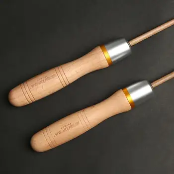 Универсальная Регулируемая скакалка для прыжков с металлическим подшипником и деревянной ручкой Для взрослых из искусственной кожи для прыжков со скакалкой