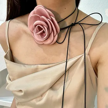 Сексуальные ожерелья-чокеры с цветами розы для женщин, тканевые бархатные свадебные ожерелья, цепочка-ошейник, готический ювелирный подарок