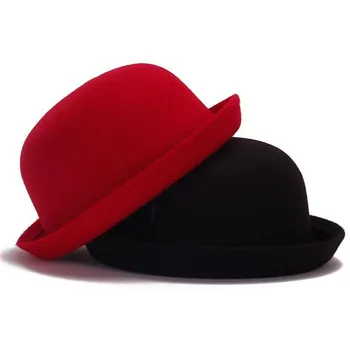 Регулируемая шляпа-котелок, Имитация Шерстяной шляпы, Круглая Кепка с отбортовкой, Модные шапки для мальчиков и девочек на осень-зиму