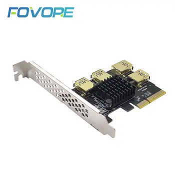 Адаптер PCI-E К PCIE Riser Card от 1 до 4 Слотов PCI-Express от 1x до 16x USB3.0 Riser Card Extender PCIe Конвертер Для Майнинга BTC Miner