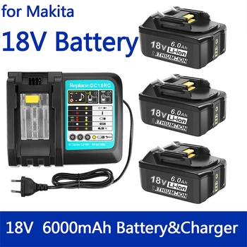 литиевая аккумуляторная батарея 18 В 6000 мАч со светодиодной подсветкой для электроинструмента BL1860B BL1860 BL1850 для замены аккумулятора Makita.