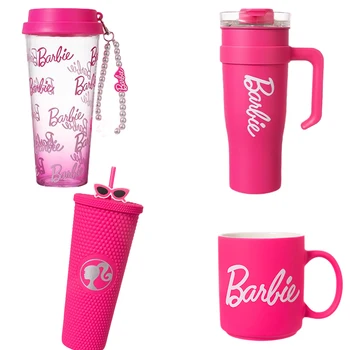 1600 мл Чашка с ручкой из бисера серии Barbie, аниме, Розовые Барби Для девочек, Керамическая Кофейная чашка, Соломенные чашки, Стальная чашка, бутылка, подарки