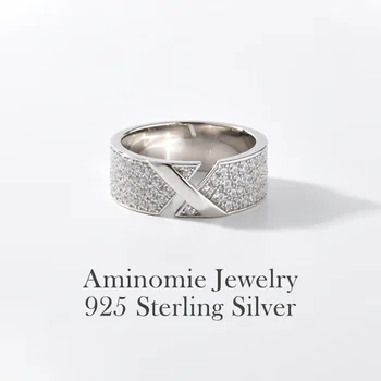 Роскошное кольцо с латинским алфавитом из белого золота 18 карат, серебро S925 пробы, винтажное для женщин