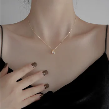 2023 Новое простое модное ожерелье из титановой стали с каплей воды золотистого цвета, дизайн женского меньшинства, цепочка для ключиц