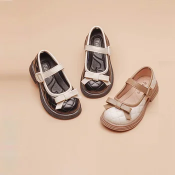 Модные Милые туфли принцессы с бантом для девочек, осенние детские Противоскользящие туфли из искусственной кожи, Zapatos ADK2691