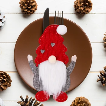 Держатель рождественской посуды, Сумки для хранения посуды Санта-Клауса, Тематика фестиваля, Нетканая ткань, Украшение для новогоднего ужина